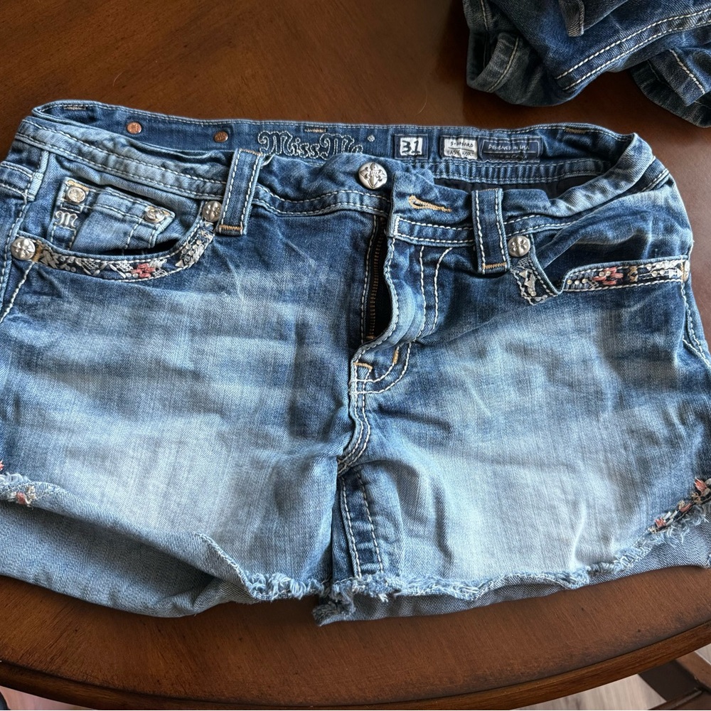 Miss Me Distressed Blue Jean Shorts